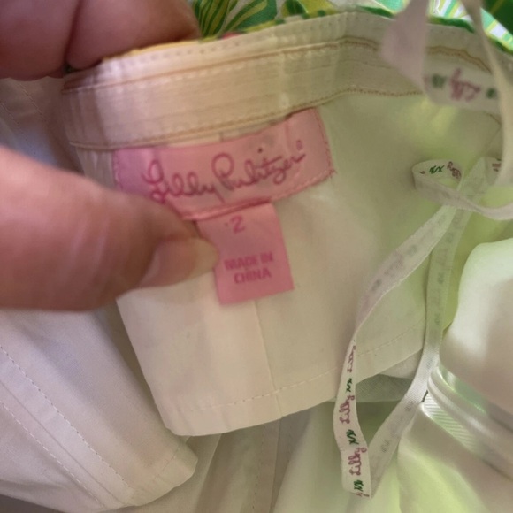 Lilly Pulitzer Strapless Franco Mini Dress Prep Green Leaves Frogs Size 2 EUC - Picture 9 of 11